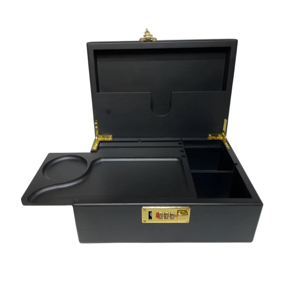 Brand new bamboo stash box with lock large size.